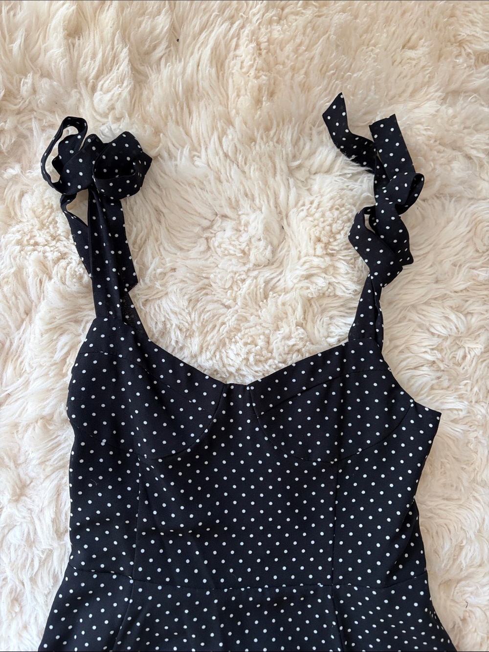 Girls Black Polka Dot Tie-Strap Sundress Size XL - Picture 2 of 4
